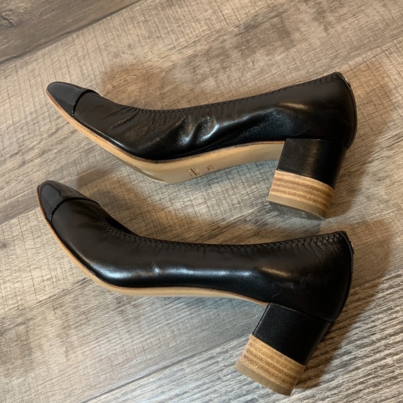 AGL black leather stacked heel shoes size 38 1/2 - Picture 5 of 10